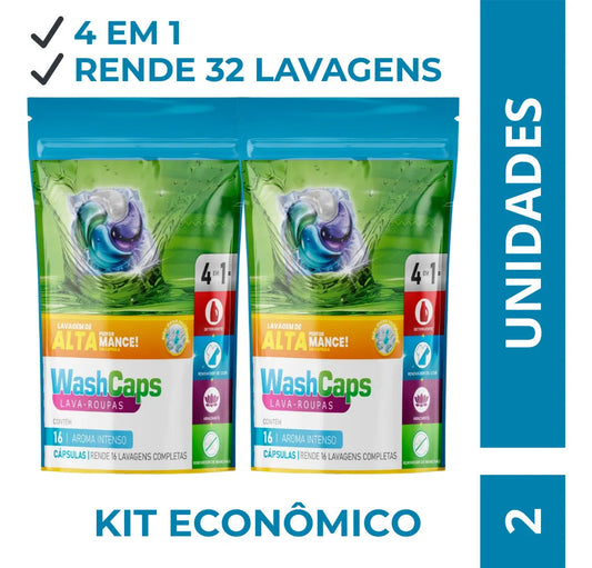 Cápsulas Lava Roupas Washcaps 4 Em 1 Aroma Suave C/ 32 Un