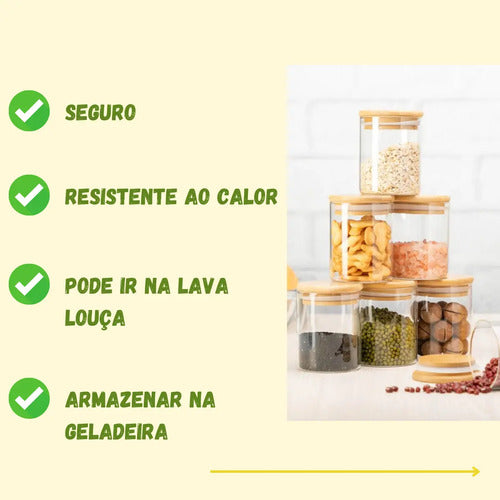Kit 6 Pote Vidro Porta Temperos Hermético Cozinha Organiza
