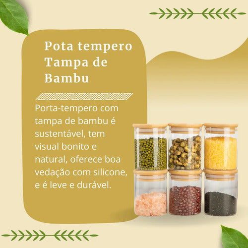 Kit 6 Pote Vidro Porta Temperos Hermético Cozinha Organiza