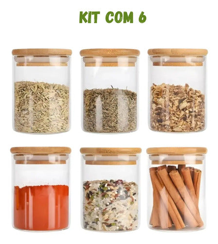 Kit 6 Pote Vidro Porta Temperos Hermético Cozinha Organiza