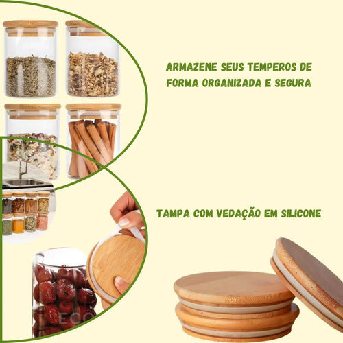 Kit 6 Pote Vidro Porta Temperos Hermético Cozinha Organiza