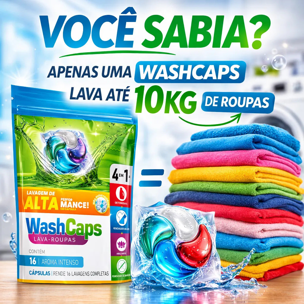 Cápsulas Lava Roupas Washcaps 4 Em 1 Aroma Suave C/ 32 Un