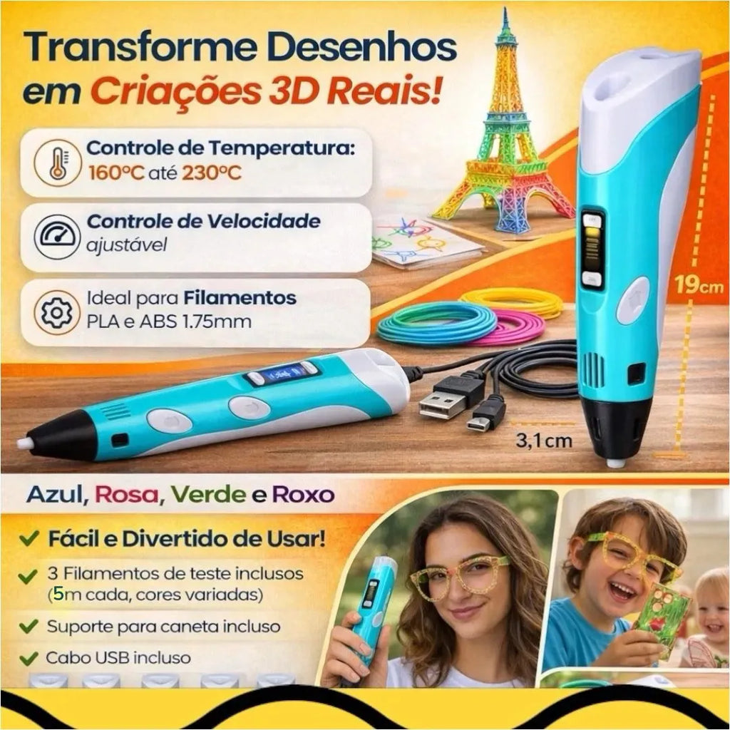 Caneta 3D para Criação em PLA – Crie Qualquer Coisa em 3D!