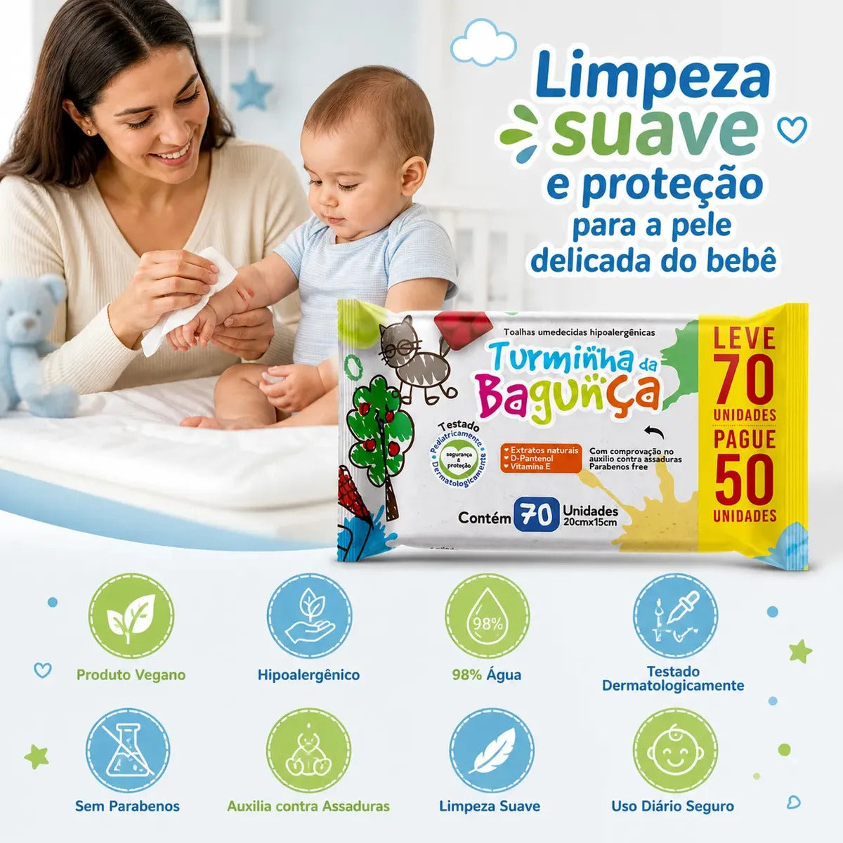 Kit 10 Toalhas Umedecidas Turminha Da Bagunça