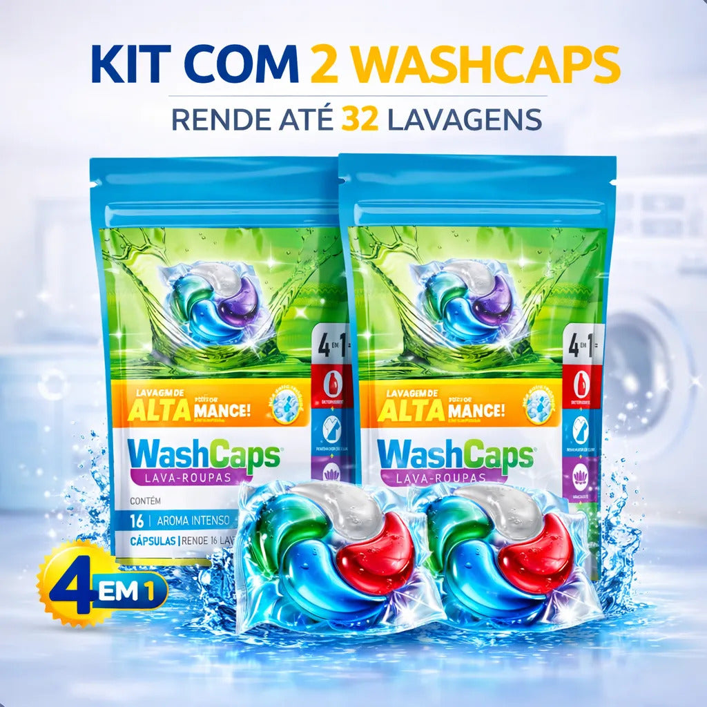 Cápsulas Lava Roupas Washcaps 4 Em 1 Aroma Suave C/ 32 Un