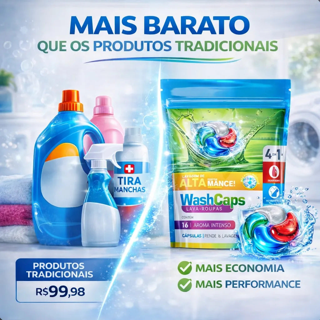 Cápsulas Lava Roupas Washcaps 4 Em 1 Aroma Suave C/ 32 Un