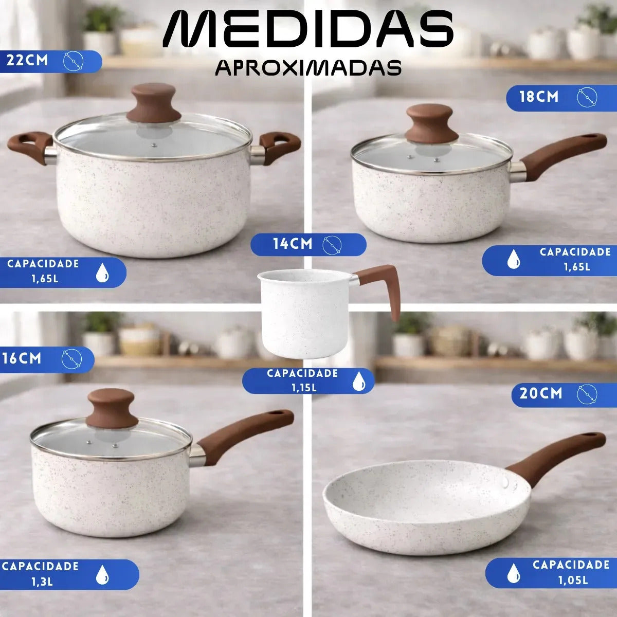 Jogo De Panelas Cerâmica Tampa De Vidro 5 Peças De Indução 3mm Revestimento Cerâmico Creme Para Fogão Tradicional Gás Antiaderente Pítia