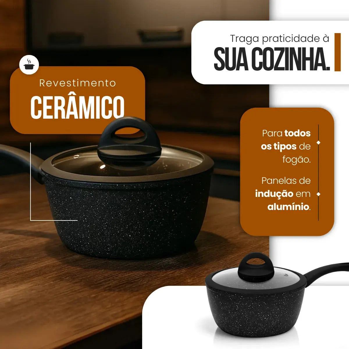 Jogo Panelas Indução Cerâmica Viena 5 Peças Casambiente