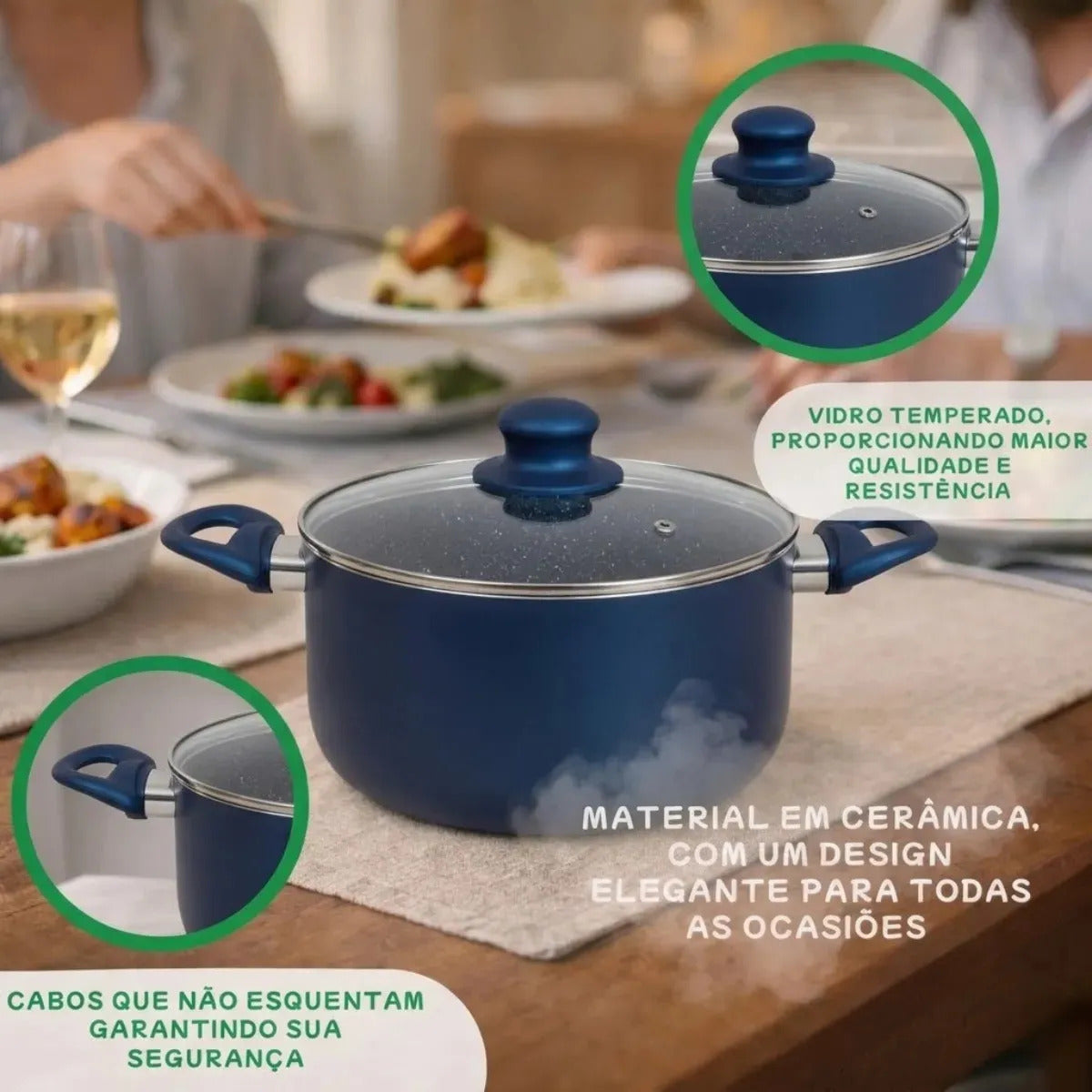 Jogo De Panelas Cerâmica Tampa De Vidro 5 Peças De Indução 3mm Revestimento Cerâmico Creme Para Fogão Tradicional Gás Antiaderente Pítia