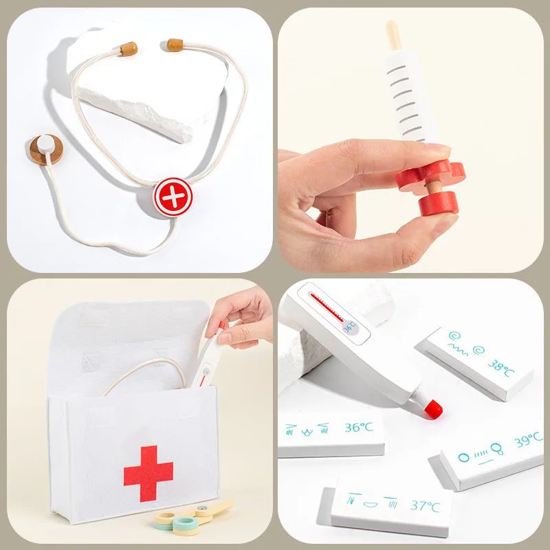 🩺 Kit Médico Infantil de Madeira – Brinquedo Educativo