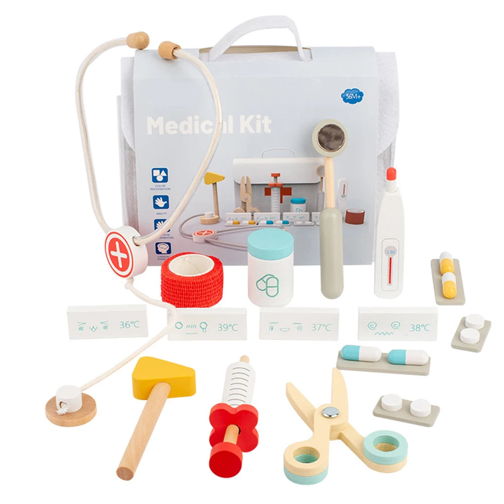 🩺 Kit Médico Infantil de Madeira – Brinquedo Educativo