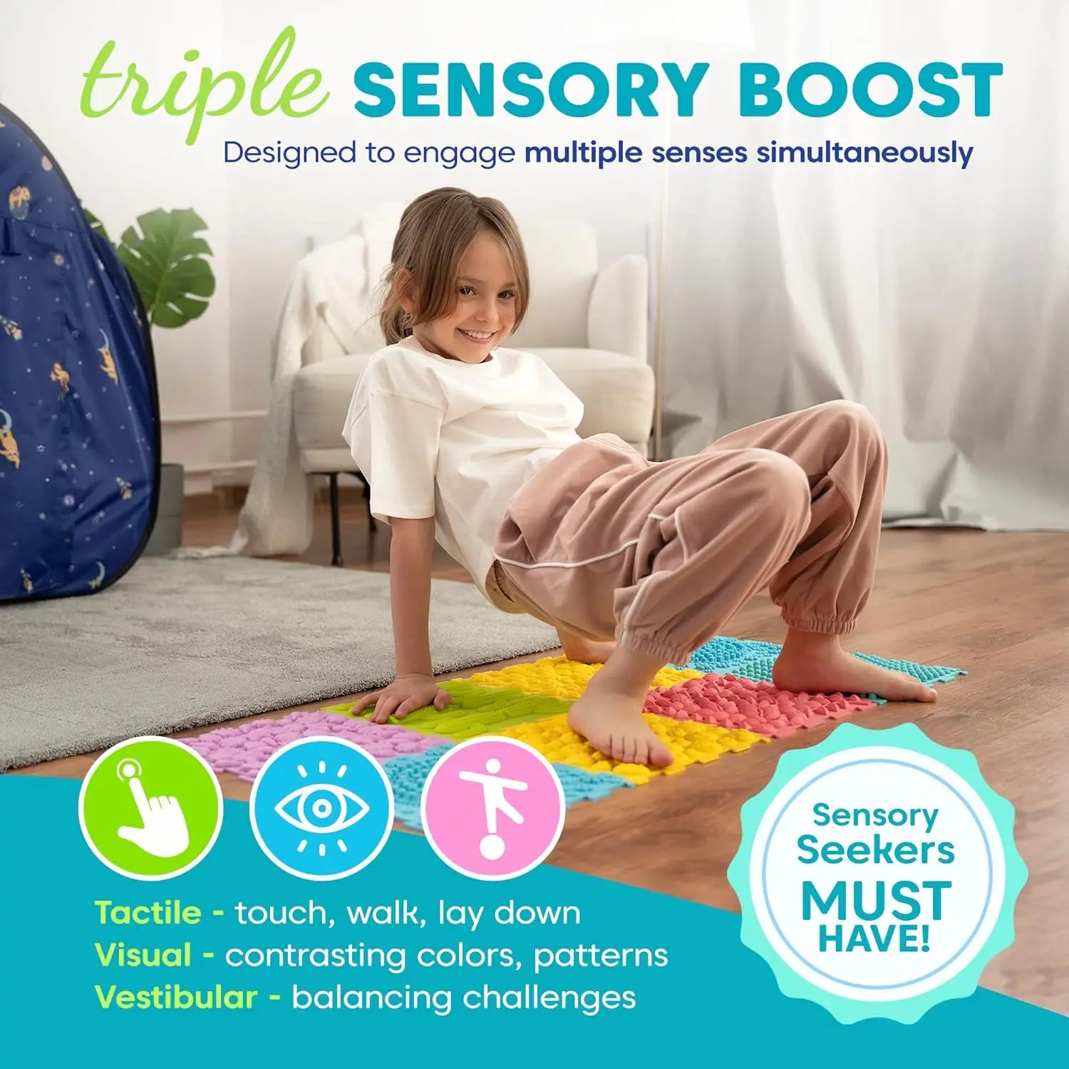 🧩 Tapete Sensorial de Silicone Infantil – Estimulação e Diversão