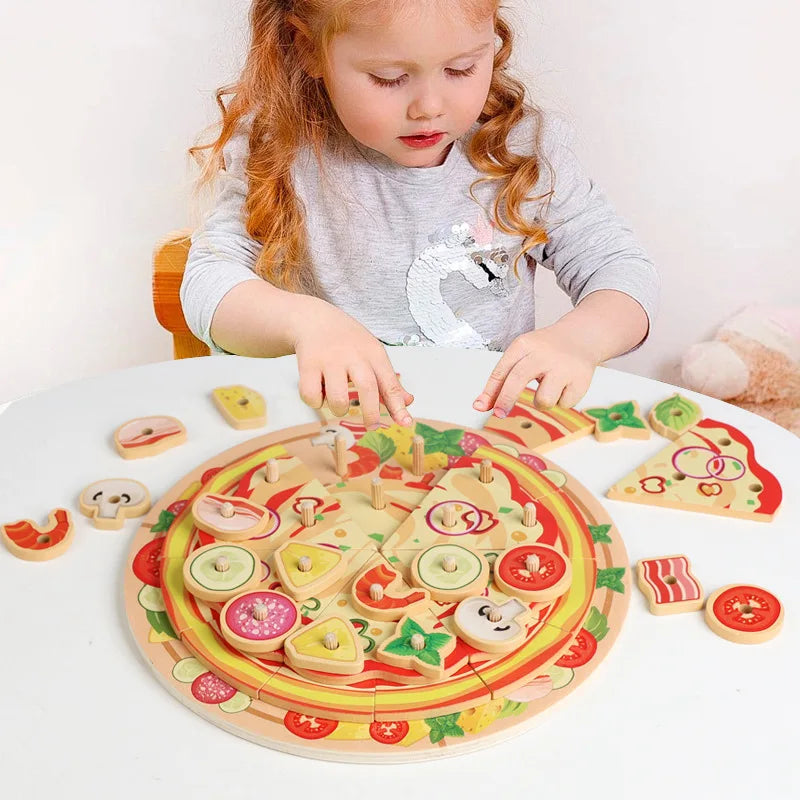 🍕 Pizza de Madeira Montessori – Brinquedo Educativo Infantil