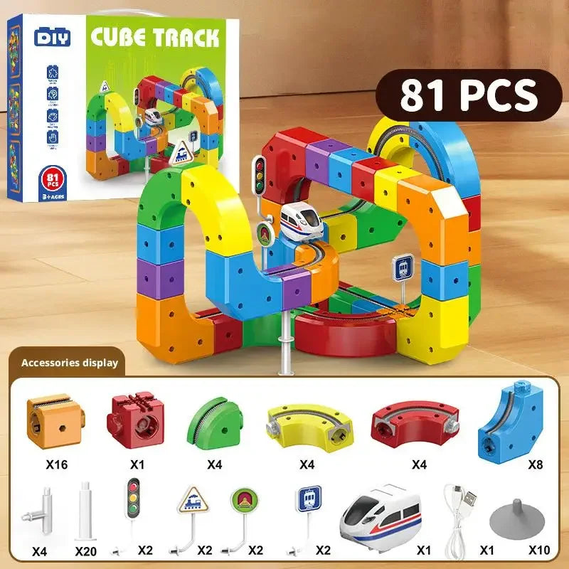 🚂 Trem de Pista Mágica 3D – Construa, Monte e Veja o Trem Andar!