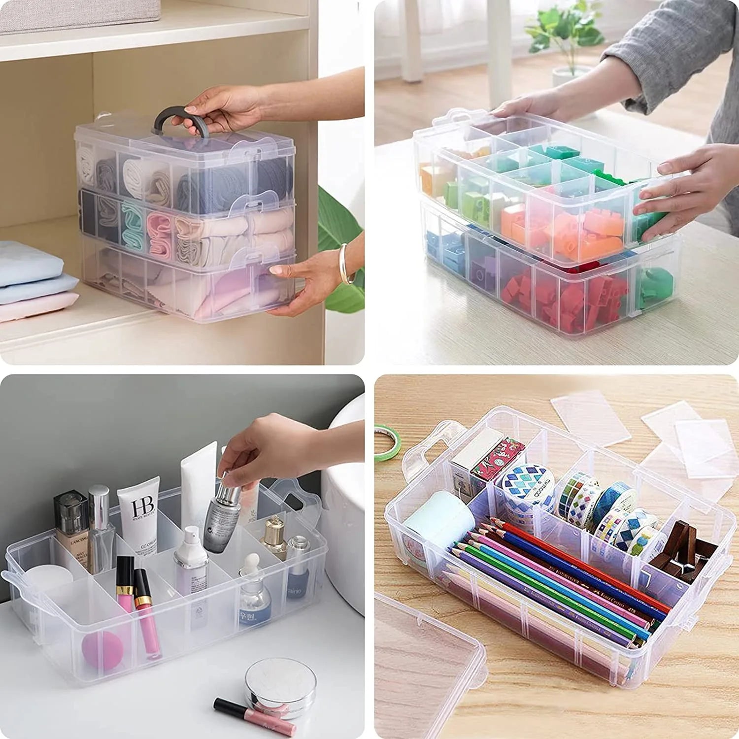 🧰 Organizador com 30 Compartimentos – Caixa de Armazenamento 3 Camadas