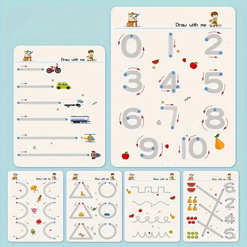 ✏️Livro Mágico de Caligrafia Infantil Reutilizável – Aprenda Letras e Números Brincando