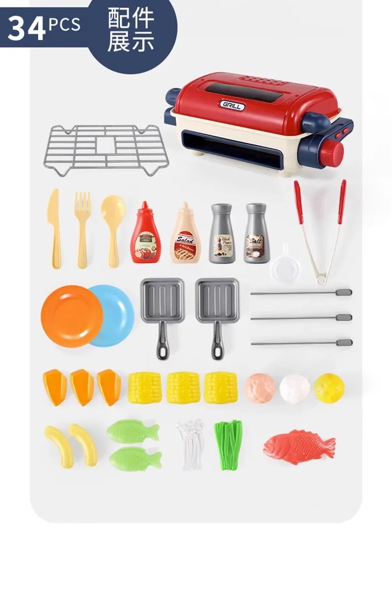 🍖 Churrasqueira Infantil de Brinquedo – Luz, Som e Spray