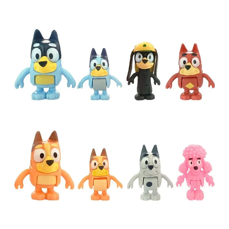 🐶 Figuras da Família Bluey – Kit com 8 Personagens Articulados