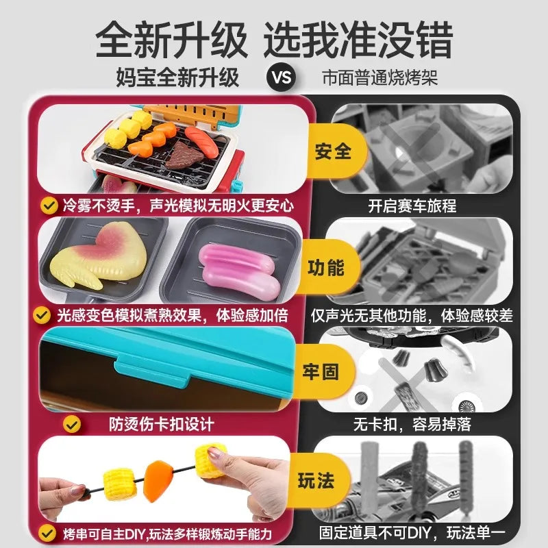 🍖 Churrasqueira Infantil de Brinquedo – Luz, Som e Spray