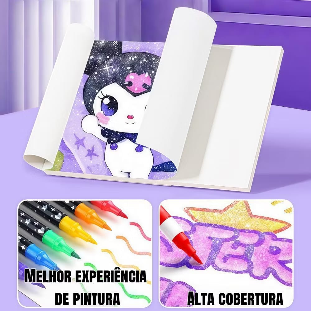 Kit Canetinhas Coloridas Profissional Escolar Desenho Arte 72/96/120 Cores Estojo Completo