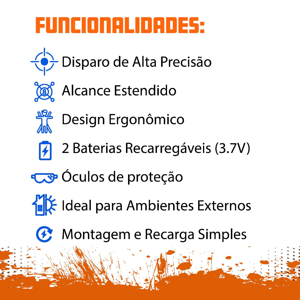 Gel Blaster automático com 5000 bolinhas de gel incluso. Seguro, divertido e ideal para crianças e adolescentes. Compre agora!