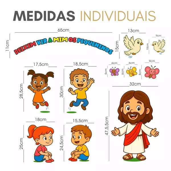 Adesivo de Jesus Desenho Infantil para Parede quarto decoração autocolante
