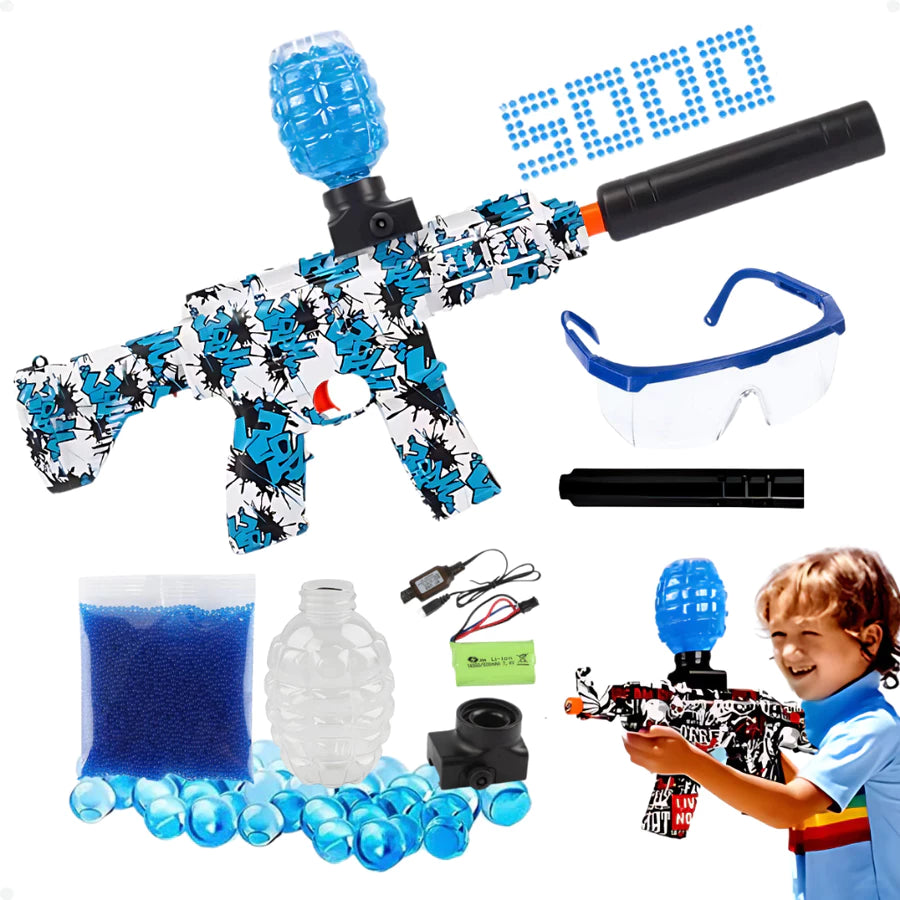 Gel Blaster automático com 5000 bolinhas de gel incluso. Seguro, divertido e ideal para crianças e adolescentes. Compre agora!