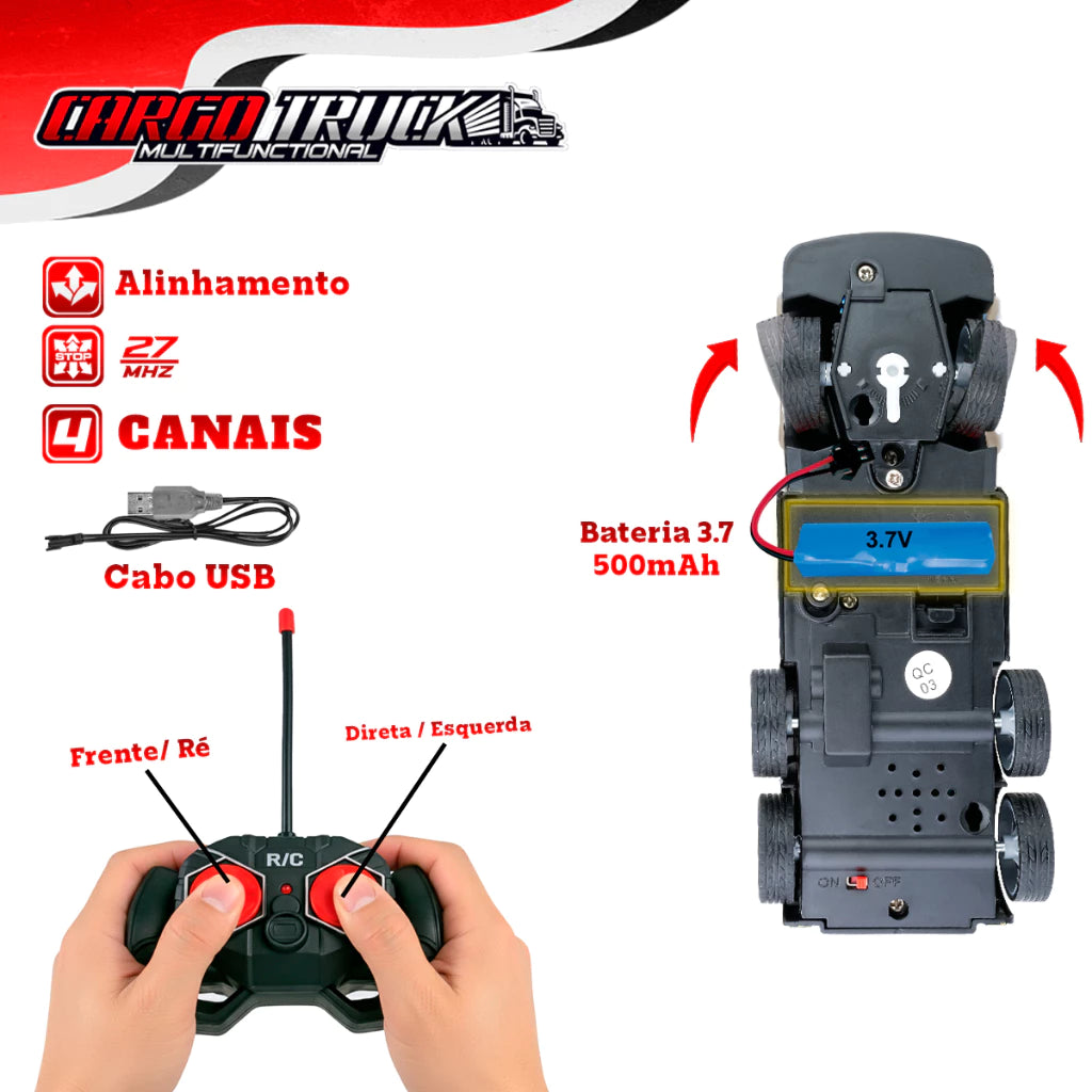 🚛 Caminhão Cegonha Controle Remoto com Carrinhos