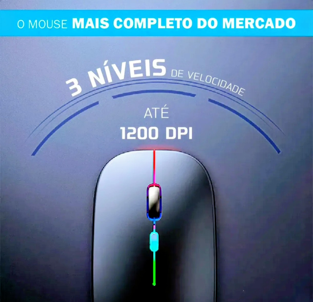 Mouse Sem Fio Bluetooth 2.4G Ergonômico Silencioso Notebook PC