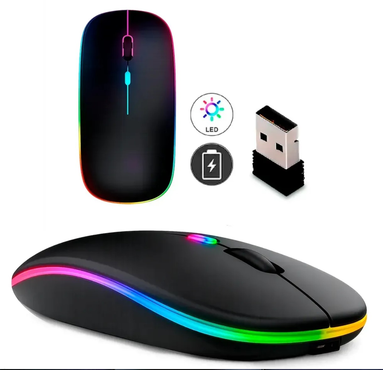 Mouse Sem Fio Bluetooth 2.4G Ergonômico Silencioso Notebook PC