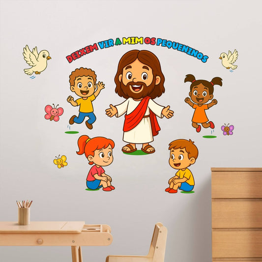 Adesivo de Jesus Desenho Infantil para Parede quarto decoração autocolante