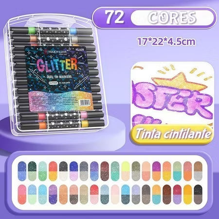 Kit Canetinhas Coloridas Profissional Escolar Desenho Arte 72/96/120 Cores Estojo Completo