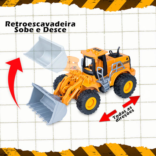 🚜 Trator Retroescavadeira Controle Remoto com Fumaça