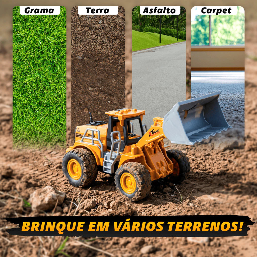 🚜 Trator Retroescavadeira Controle Remoto com Fumaça