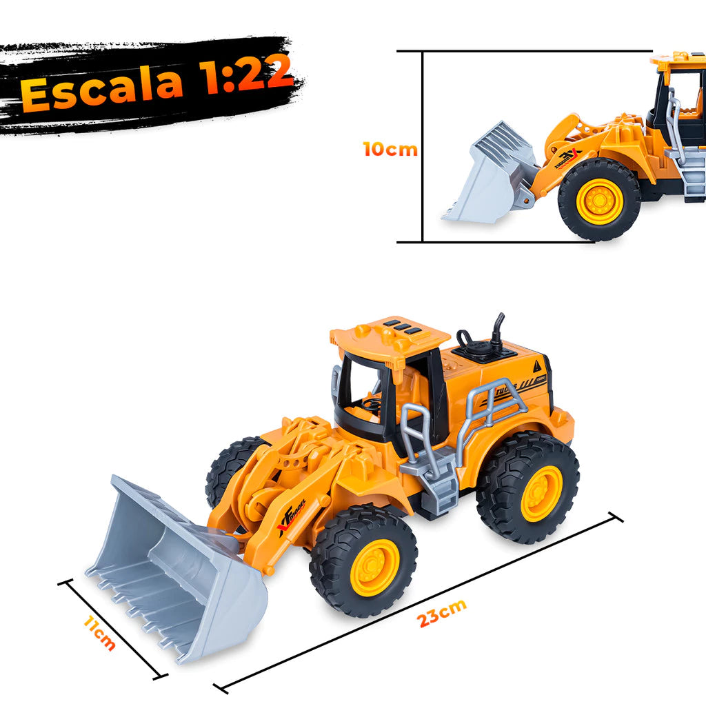 🚜 Trator Retroescavadeira Controle Remoto com Fumaça