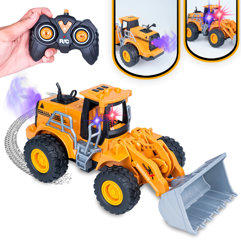 🚜 Trator Retroescavadeira Controle Remoto com Fumaça