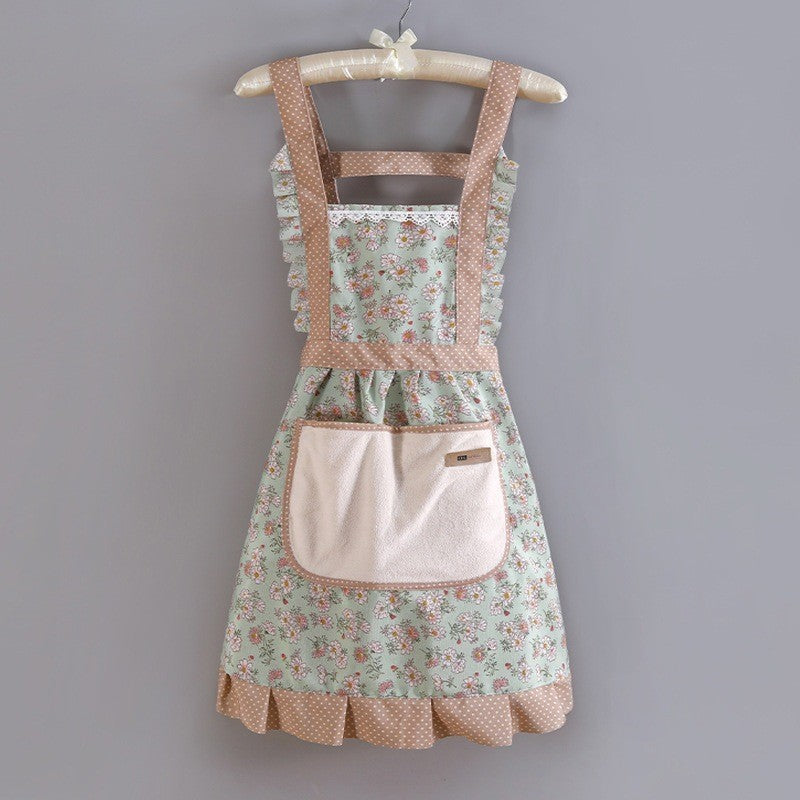 Avental De Princesa Em Renda Floral Com Um Bolso Para Toalhas De Mão À Prova D'água E Resistente Ao Oleo